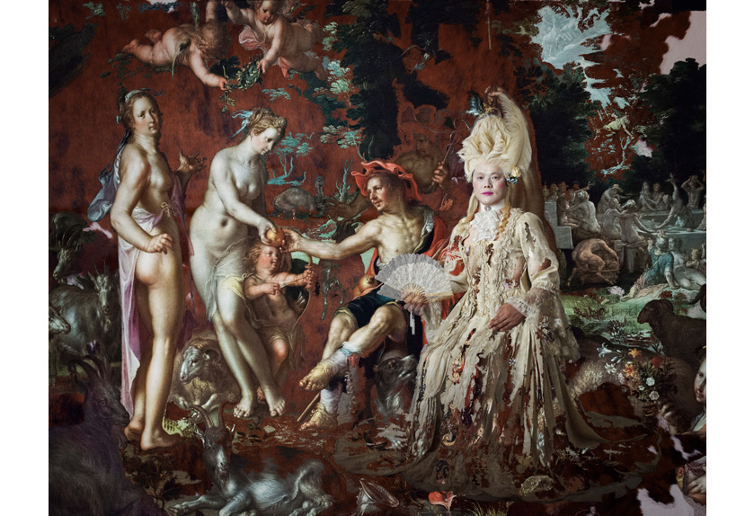 Chan-Hyo Bae_Jumping into The Judgement of Paris, Joachim Wtewael, 230x180cm, Direct to Media Printing on Animal Skin, 2017